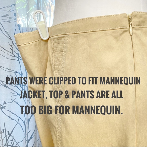 ESCADA beige tan cotton blazer jacket dress pants tank top suit matching set - Picture 13 of 16